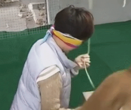 主人装作吊死，狗狗快速解救，利牙一瞬间咬掉挂件绳！