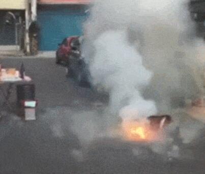 狗狗踩已经点燃的爆竹,狗狗:谁跟我抢跟谁急! 狗狗踩已经点燃的爆竹,狗狗:谁跟我抢跟谁急!
