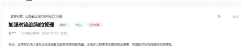 网友建议加强流浪狗的收容管理 山西运城:专项整治 网友建议加强流浪狗的收容管理 山西运城:专项整治