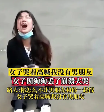 女孩丢了宠物狗,坐在大街上崩溃大哭 女孩丢了宠物狗,坐在大街上崩溃大哭