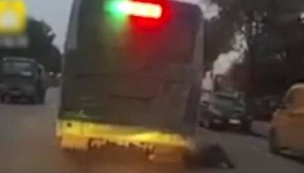 生死瞬间!狗狗冲出马路,主人飞扑大巴车底拖出爱犬!