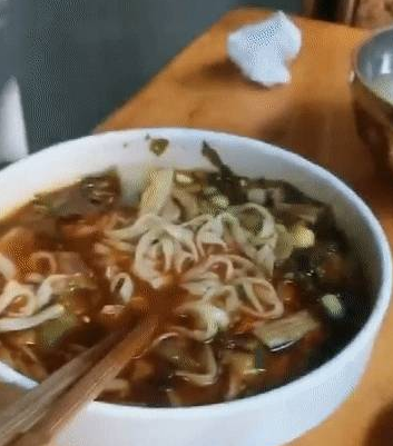 主人在面馆吃饭，泰迪偷了一块牛肉啃食，网友：是有多久没吃肉了 