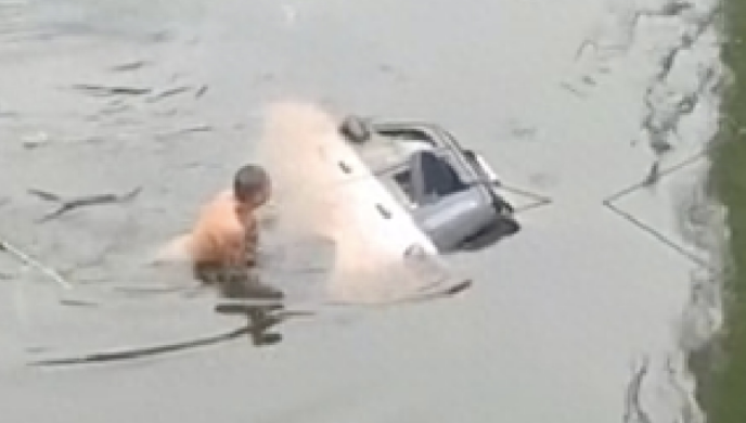主人把两只狗留在车内，不料狗狗误踩油门冲进了河里，双双溺亡了