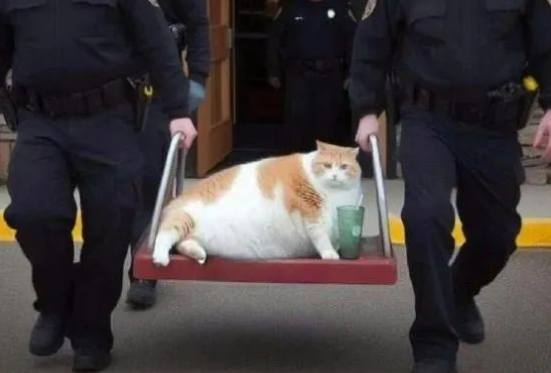一橘猫吃霸王餐被警方逮捕,场面爆笑 一橘猫吃霸王餐被警方逮捕,场面爆笑