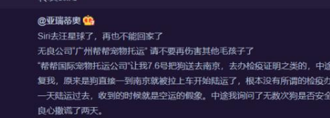 “金毛Siri”去世原因曝光,陈乔恩、徐冬冬发声,托运方态度嚣张 “金毛Siri”去世原因曝光,陈乔恩、徐冬冬发声,托运方态度嚣张