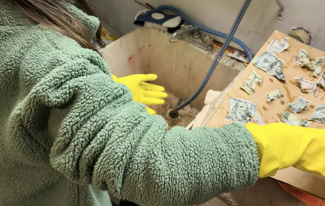 美国一宠物狗吞下4千美元现金,主人清洗狗的排泄物最终挽回3550美元 美国一宠物狗吞下4千美元现金,主人清洗狗的排泄物最终挽回3550美元