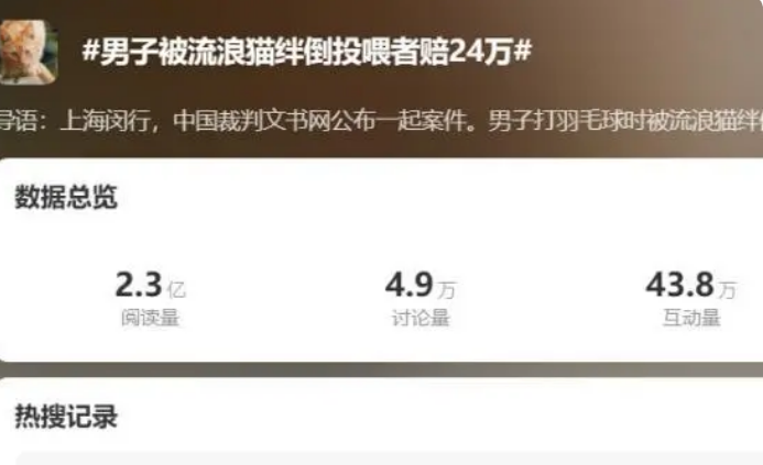 流浪猫闯大祸,投喂人赔24万,为“爱”买单合法合理 流浪猫闯大祸,投喂人赔24万,为“爱”买单合法合理