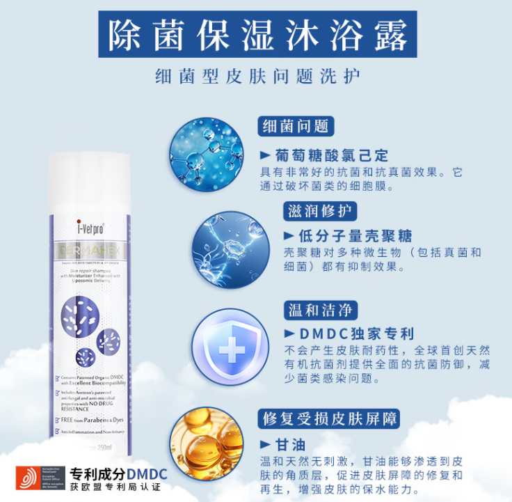 艾威宝iVetpro除菌保湿沐浴露，毛孩子的肌肤也需精心呵护