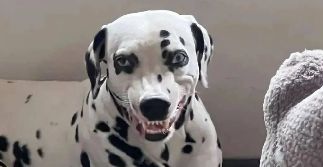 网友晒家里的邪恶斑点狗,一看……丫演恐怖片都不用化妆! 网友晒家里的邪恶斑点狗,一看……丫演恐怖片都不用化妆!