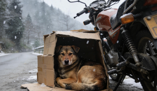 四川忠犬蹲守主人摩托车8天 暴雪夜纸箱取暖 
