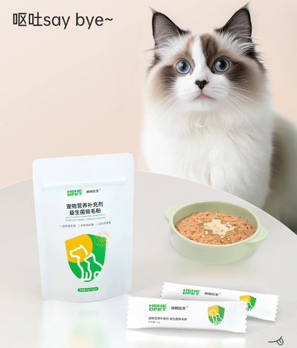 猫咪化毛产品成分对比：赫赫医宠益生菌排毛粉的配方赢在哪？