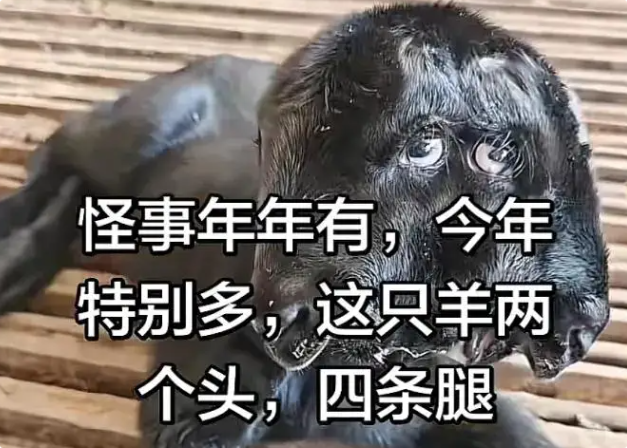 罕见！ 四川一母羊产下双头羊，4只眼睛4条腿