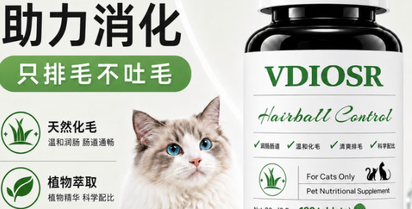 猫咪频繁吐毛怎么办?VDIOSR猫草化毛球片温和排毛超省心 猫咪频繁吐毛怎么办?VDIOSR猫草化毛球片温和排毛超省心