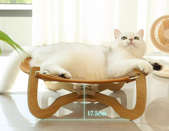 兰衍猫窝夏天会热吗？藤编凉席款实测，主子睡到翻肚皮不肯出来！