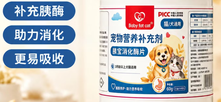 胰腺消化养护选什么?BABY FAT CAT宠物胰宝消化酶片,助力毛孩消化吸收 胰腺消化养护选什么?BABY FAT CAT宠物胰宝消化酶片,助力毛孩消化吸收